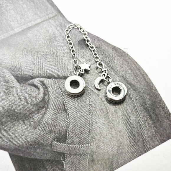 Pandora Half Moon and Star Safety Chain Charm - Picture 3 of 3